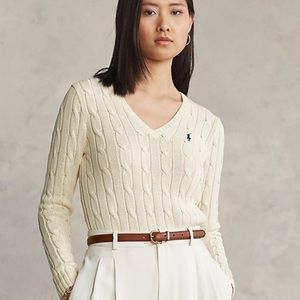 POLO RALPH LAUREN Cable-Knit V-Neck Sweater